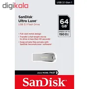 فلش مموری سن دیسک Ultra Luxe ظرفیت 64 گیگابایت با رابط USB 3.1 سرعت خواندن تا 150 مگابایت بر ثانیه، بدنه فلزی مقاوم، پشتیبانی از نرم‌افزار رمزگذاری اطلاعات - تصویر 5