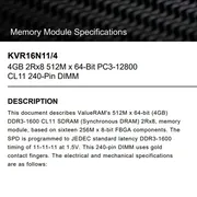 رم دسکتاپ DDR3 کینگستون مدل KVR16N11/4 ظرفیت 4GB فرکانس 1600MHz تایمینگ CL11 ولتاژ کاری 1.5V 240 پین تک کاناله DIMM - تصویر 2