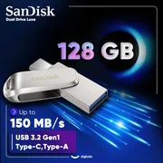 فلش مموری سن دیسک مدل Dual Drive Luxe ظرفیت 128 گیگابایت با طراحی چرخشی، دو رابط USB Type-C و USB Type-A، سرعت انتقال 150 مگابایت بر ثانیه، بدنه فلزی و سازگار با موبایل، تبلت، کامپیوتر و تلویزیون - تصویر 3