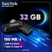 فلش مموری سن دیسک مدل Ultra Dual Drive Go ظرفیت 32 گیگابایت با دو رابط USB 3.2 و USB-C، سرعت خواندن 150 مگابایت بر ثانیه، بدنه فلزی، سازگار با گوشی، تبلت، کامپیوتر و مک - تصویر 3