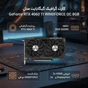 کارت گرافیک مبتنی بر NVIDIA گیگابایت مدل GeForce RTX 4060 TI WINDFORCE OC 8GB - تصویر 2