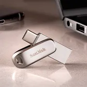 فلش مموری چرخشی 128 گیگابایتی سن دیسک مدل Ultra Dual Drive Luxe با رابط‌های USB Type-A و USB Type-C، استاندارد USB 3.2 Gen1 و بدنه فلزی - تصویر 6
