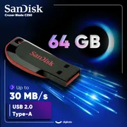 فلش مموری 64 گیگابایت سن دیسک مدل Cruzer Blade CZ50 با رابط USB 2.0، بدنه مات مقاوم در برابر اثر انگشت، قابلیت رمزگذاری نرم‌افزاری و شیار اتصال بند - تصویر 3