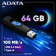 فلش‌مموری کشویی ای دیتا مدل UV320 ظرفیت 64 گیگابایت با رابط USB 3.2 Gen1 سرعت انتقال تا 10 گیگابیت بر ثانیه و سازگار با ویندوز، مک، لینوکس، گوشی و تلویزیون - تصویر 3
