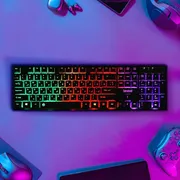 کیبورد بیاند مدل BK-7120 RGB، سوئیچ ممبران، Full-Size، نورپردازی LED RGB - تصویر 6