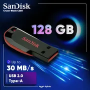 فلش مموری سن دیسک مدل Cruzer Blade CZ50 ظرفیت 128 گیگابایت با رابط USB 2.0، بدنه مات مقاوم در برابر لک و اثر انگشت، سرعت انتقال 30 مگابایت بر ثانیه، قابلیت رمزگذاری اطلاعات و طراحی بدون درپوش با شیار اتصال بند - تصویر 3