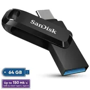 فلش مموری سن دیسک 64 گیگابایت مدل Ultra Dual Drive Go با دو رابط USB Type-C و USB Type-A، استاندارد USB 3.2 Gen1، طراحی چرخشی، سازگار با اندروید، iOS، ویندوز و مک، مناسب گوشی، تبلت، کامپیوتر و تلویزیون - تصویر 1