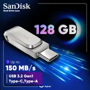 فلش مموری 128 گیگابایت سن دیسک مدل Ultra Dual Drive Luxe با دو رابط USB Type-C و USB Type-A، سرعت انتقال 150 مگابایت بر ثانیه، بدنه فلزی و سازگار با ویندوز، مک، اندروید و iOS - تصویر 3