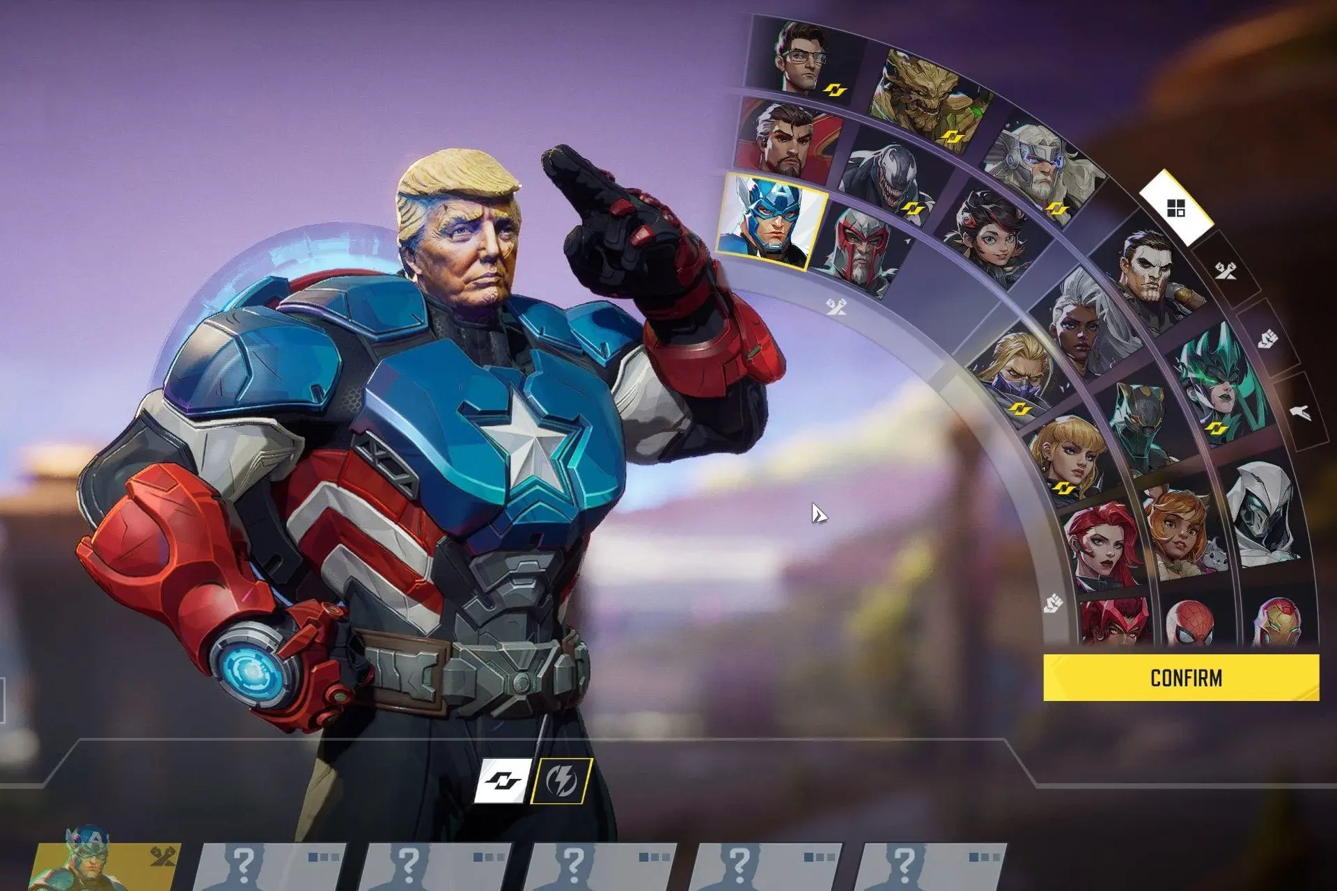 Donald Trump as captain america marvel rivals