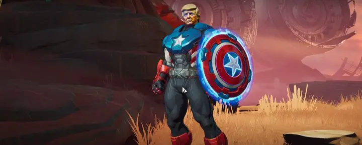 Donald Trump as captain america marvel rivals face