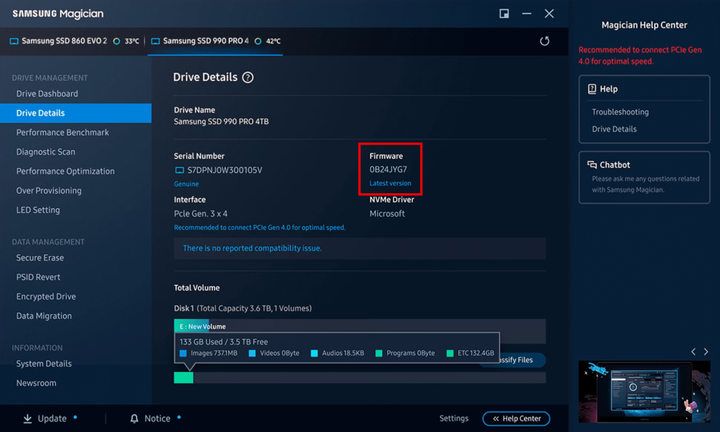 Samsung-Magician-SSD-support-tool-on-Drive-Details-page-with-firmware-version