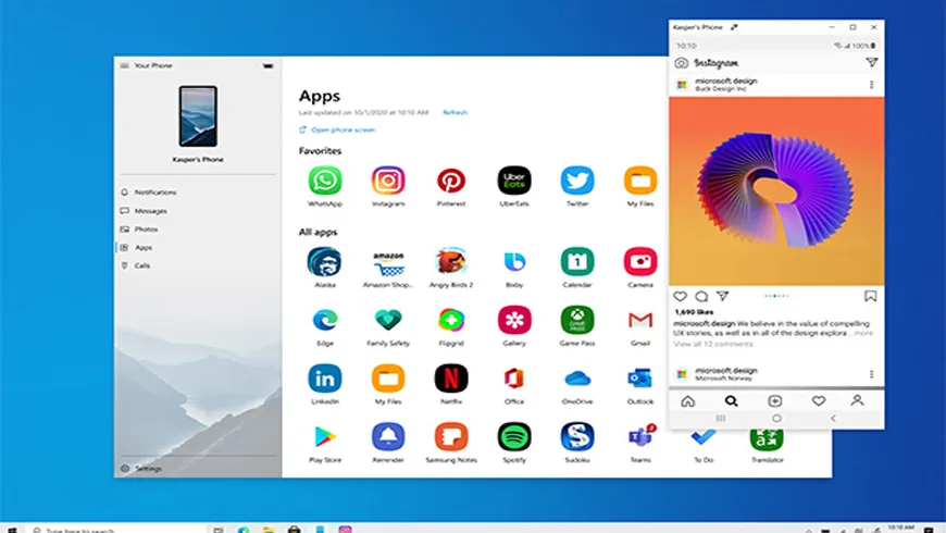 اجرای اپ‌های اندروید روی PC با آپدیت اپ Your Phone