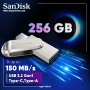 فلش مموری سن دیسک Ultra Dual Drive Luxe ظرفیت 256 گیگابایت با طراحی چرخشی، دو رابط USB Type-C و USB Type-A، استاندارد USB 3.2 Gen1، بدنه فلزی و سازگار با تبلت، گوشی، کامپیوتر و مک - تصویر 3