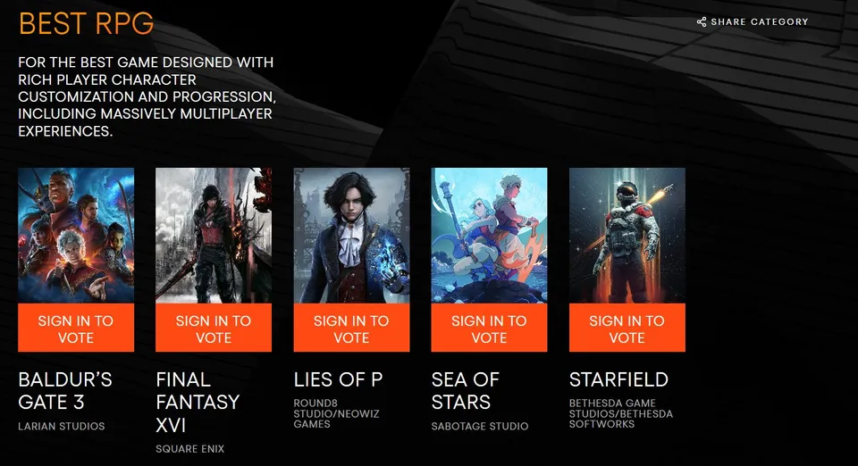 لیست نامزدهای بهتری بازی RPG در مراسم The Game Awards 2023