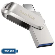 فلش مموری سن دیسک Ultra Dual Drive Luxe ظرفیت 256 گیگابایت با طراحی چرخشی، دو رابط USB Type-C و USB Type-A، استاندارد USB 3.2 Gen1، بدنه فلزی و سازگار با تبلت، گوشی، کامپیوتر و مک - تصویر 2