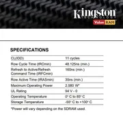 رم دسکتاپ DDR3 کینگستون مدل KVR16N11/4 ظرفیت 4GB فرکانس 1600MHz تایمینگ CL11 ولتاژ کاری 1.5V 240 پین تک کاناله DIMM - تصویر 3