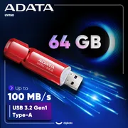 فلش مموری ای دیتا مدل UV150 ظرفیت 64 گیگابایت، رابط USB 3.2 Gen1، سرعت خواندن 90 مگابایت بر ثانیه، طراحی درپوش‌دار، سازگار با گوشی، تبلت، کامپیوتر و تلویزیون - تصویر 2