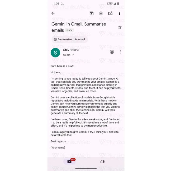 gemini-summarize-email-button-piunikaweb