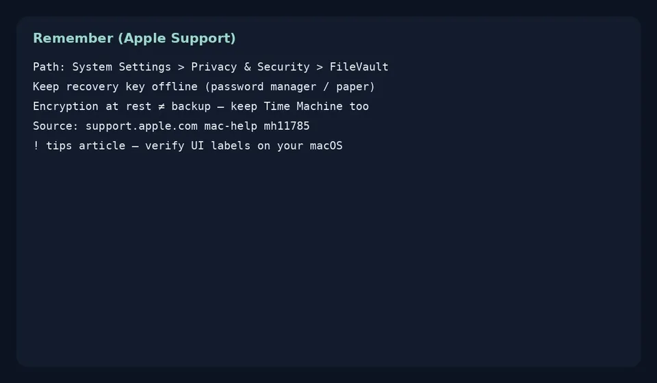 ترفند FileVault مک؛ رمزگذاری دیسک و کلید بازیابی