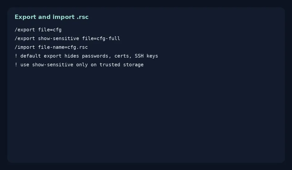 آموزش بک‌آپ و restore میکروتیک؛ export و binary