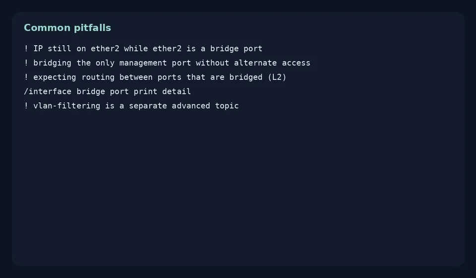 آموزش Bridge میکروتیک؛ اتصال چند اینترفیس در یک LAN