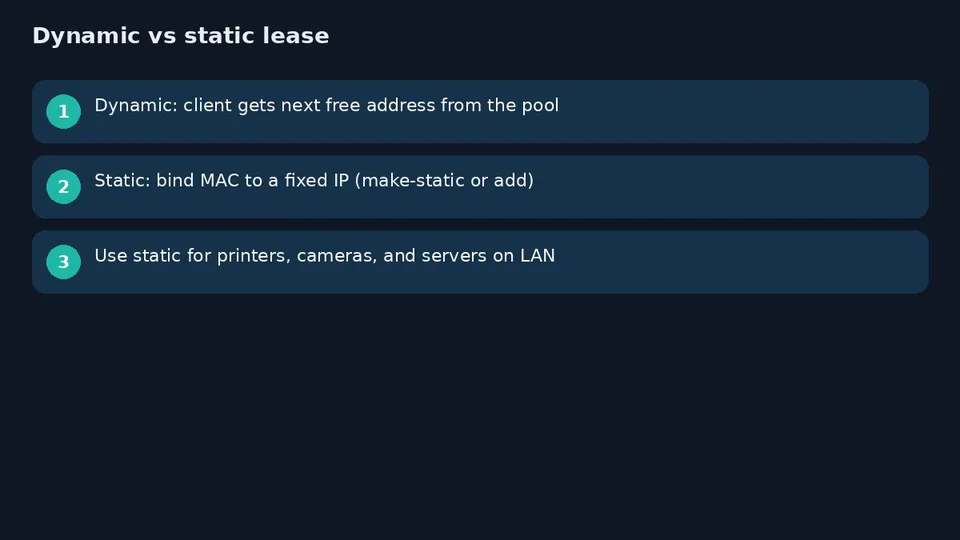 آموزش DHCP Server میکروتیک؛ pool، network و lease