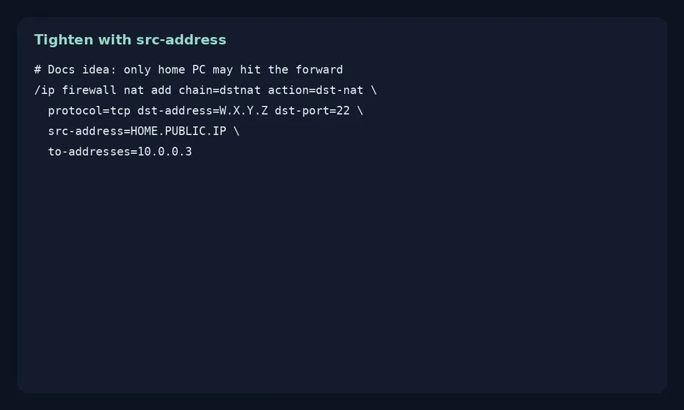 آموزش Port Forwarding میکروتیک با dst-nat؛ باز کردن پورت از اینترنت به LAN