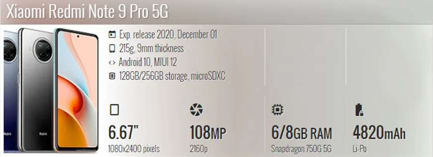 مشخصات ردمی نوت 9 پرو 5G