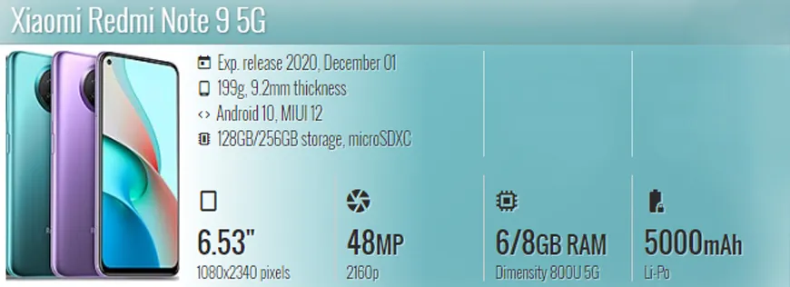 مشخصات ردمی نوت 9 5G