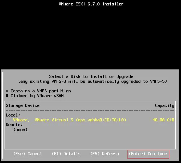 نصب ESXI 6.7 - مرحله ششم