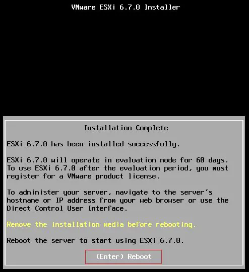 Installing ESXI 6.7 - Step 11