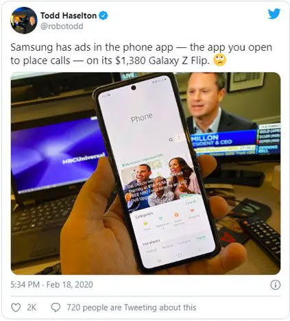 نمایش تبلیغ روی گلکسی Z Flip