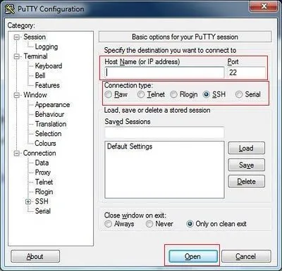 دسترسی به سرور از طریق SSH در نرم افزار PUTTY