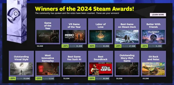 steam awards 2024 winner