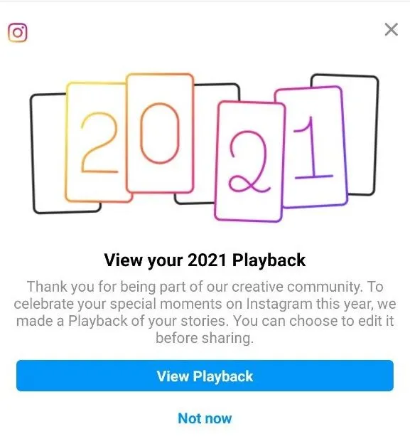 اینستاگرام با قابلیت Playback به مرور استوری‌های سال ۲۰۲۱ شما می‌پردازد